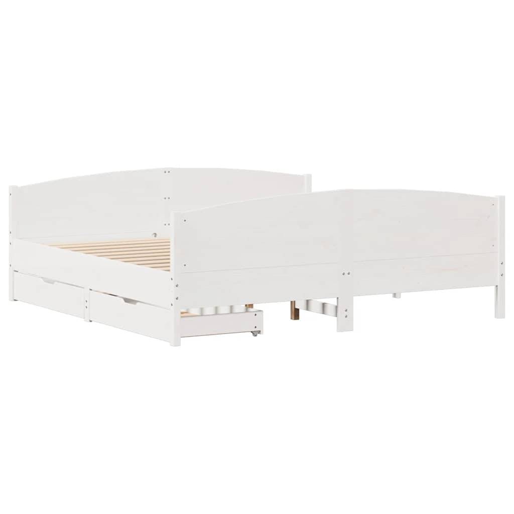 vidaXL Massivholzbett ohne Matratze Weiß 200x200 cm Kiefernholz