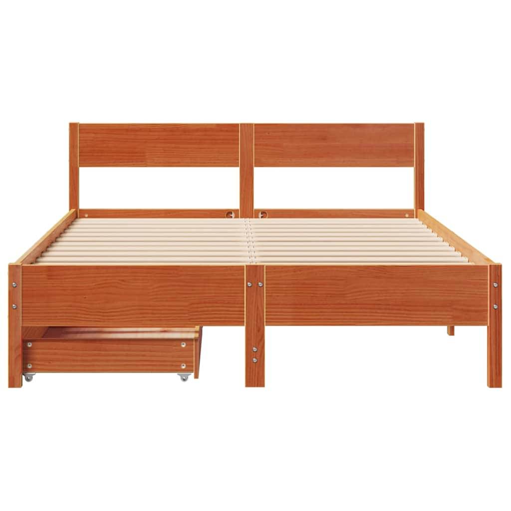 vidaXL Massivholzbett ohne Matratze Wachsbraun 120x200 cm Kiefernholz