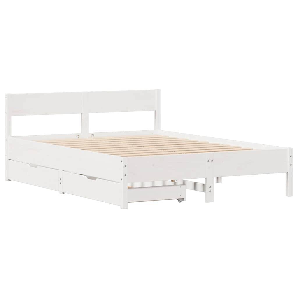 vidaXL Massivholzbett ohne Matratze Weiß 120x190 cm Kiefernholz