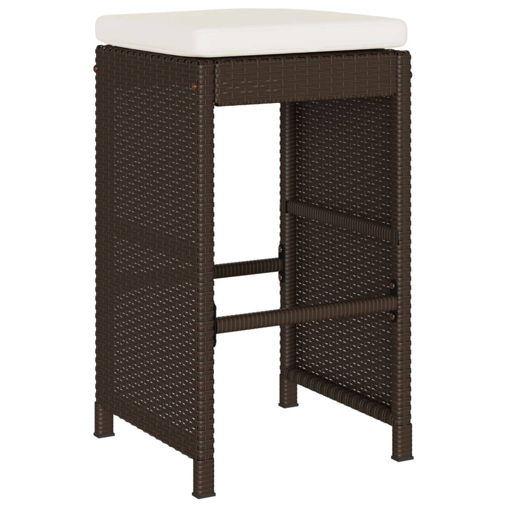 vidaXL Garten-Barhocker mit Kissen 4 Stk. Braun Poly Rattan