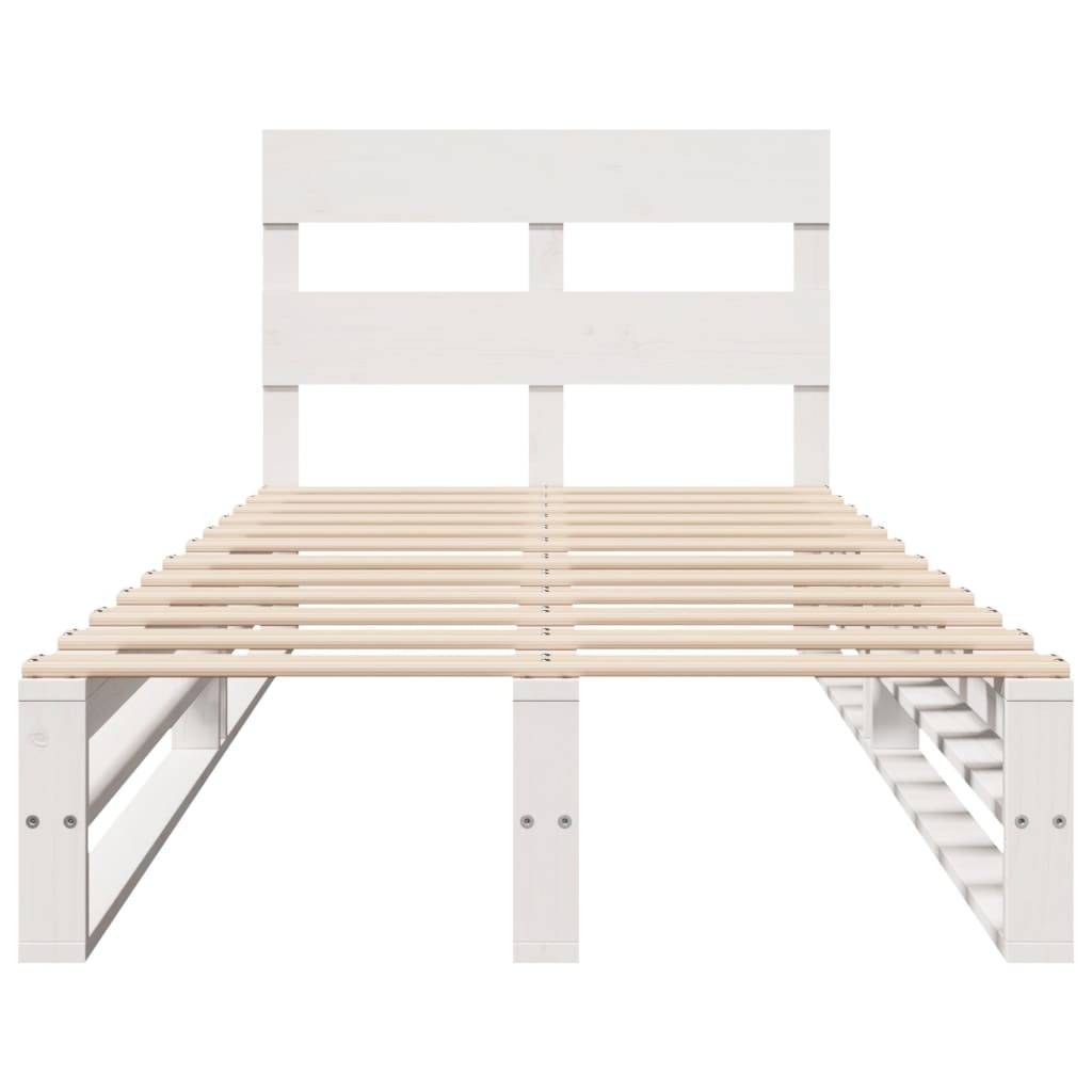 vidaXL Massivholzbett ohne Matratze Weiß 90x200 cm Kiefernholz