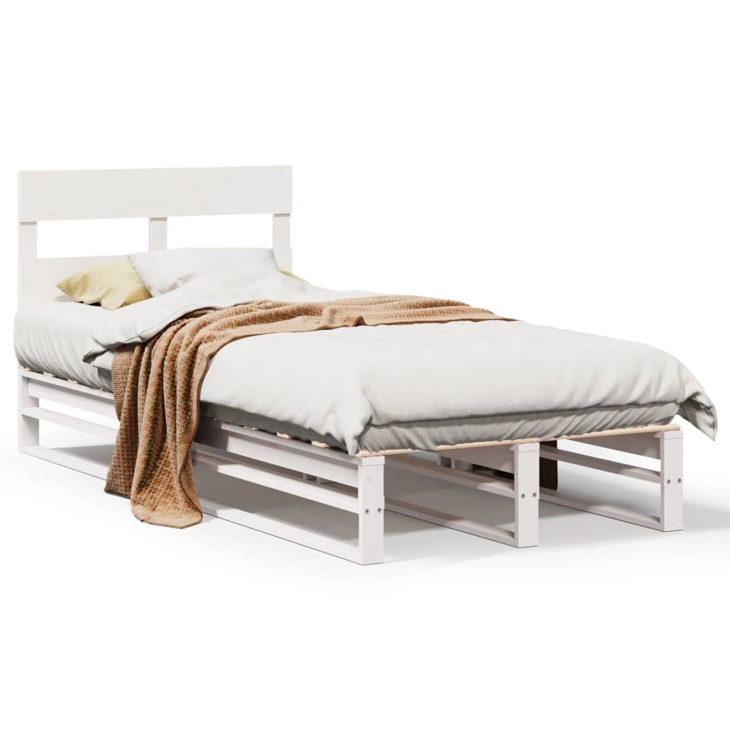 vidaXL Massivholzbett ohne Matratze Weiß 75x190 cm Kiefernholz