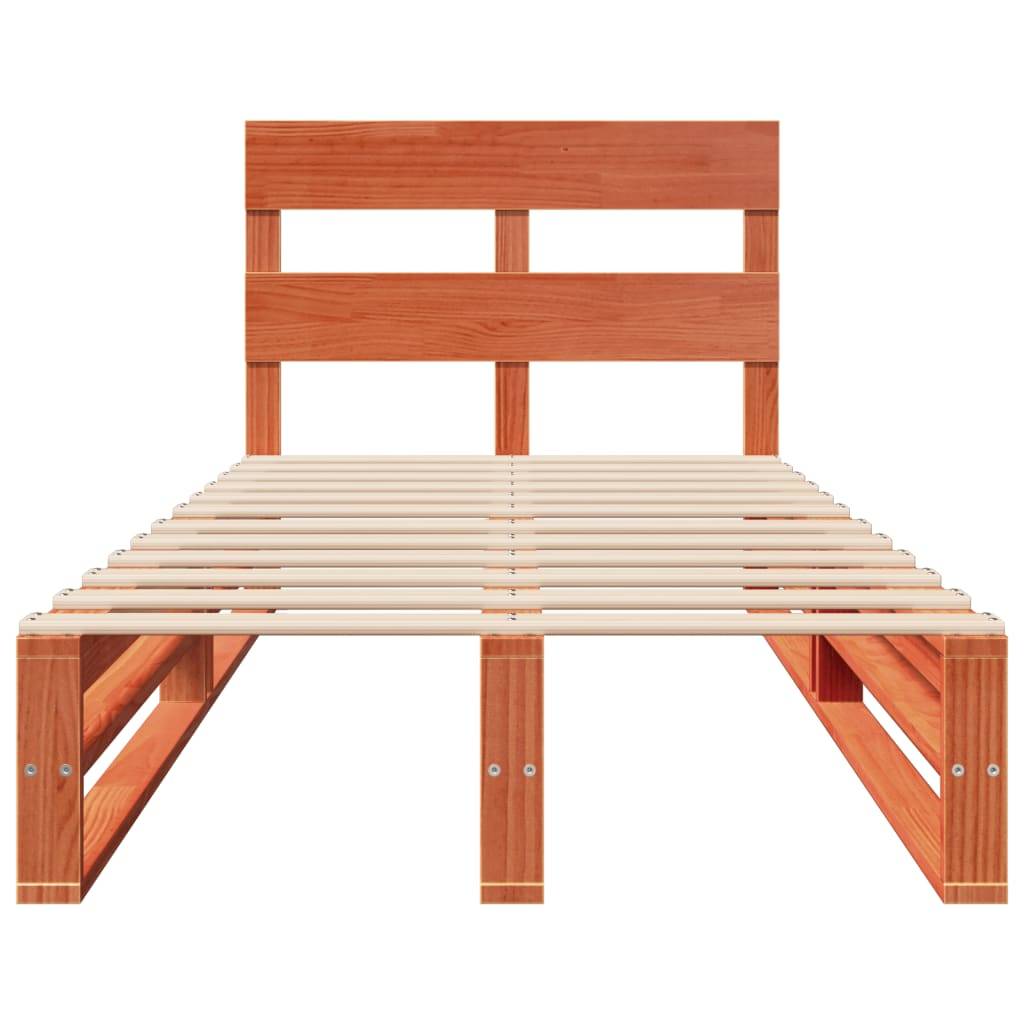 vidaXL Massivholzbett ohne Matratze Wachsbraun 90x200 Kiefernholz