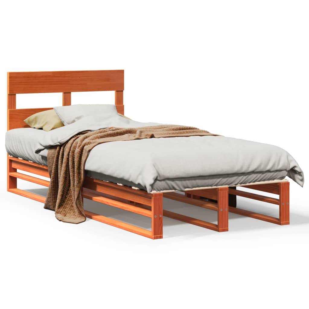 vidaXL Massivholzbett ohne Matratze Wachsbraun 75x190 cm Kiefernholz