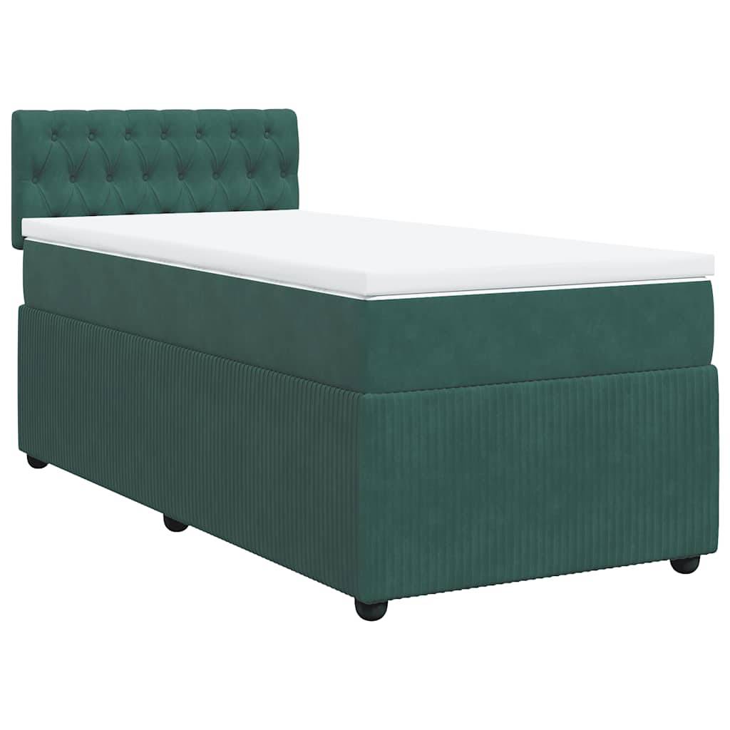 vidaXL Boxspringbett mit Matratze Dunkelgrün 80x200 cm Samt