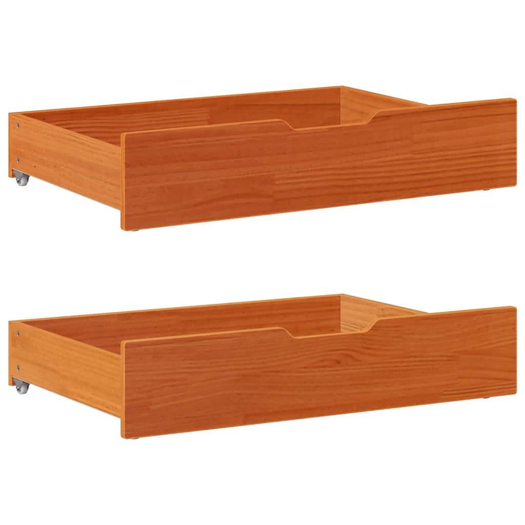 vidaXL Bettschubladen 2 Stk. Wachsbraun 80x55x17 cm Massivholz Kiefer