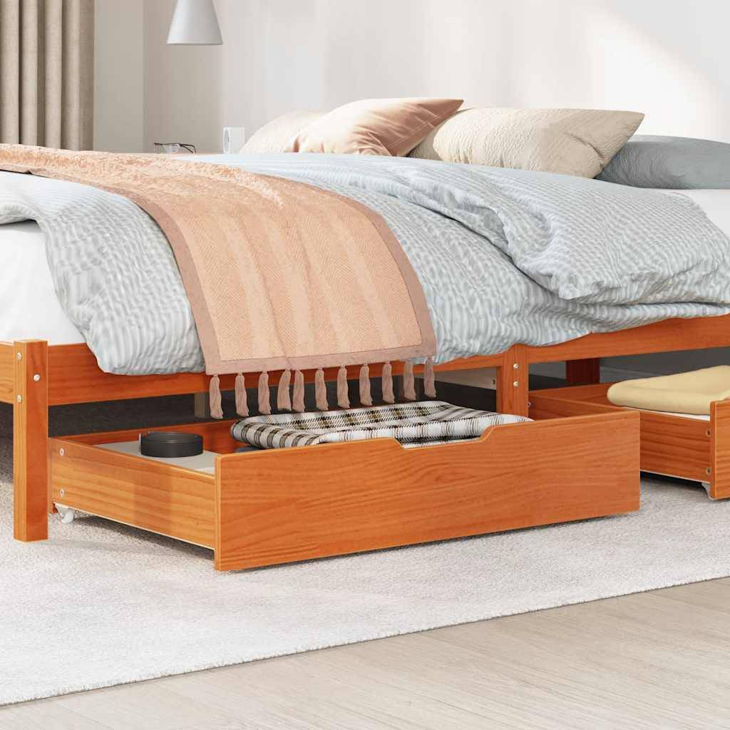 vidaXL Bettschubladen 2 Stk. Wachsbraun 80x55x17 cm Massivholz Kiefer
