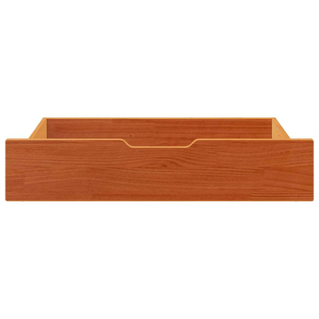 vidaXL Bettschubladen 2 Stk. Wachsbraun 80x55x17 cm Massivholz Kiefer