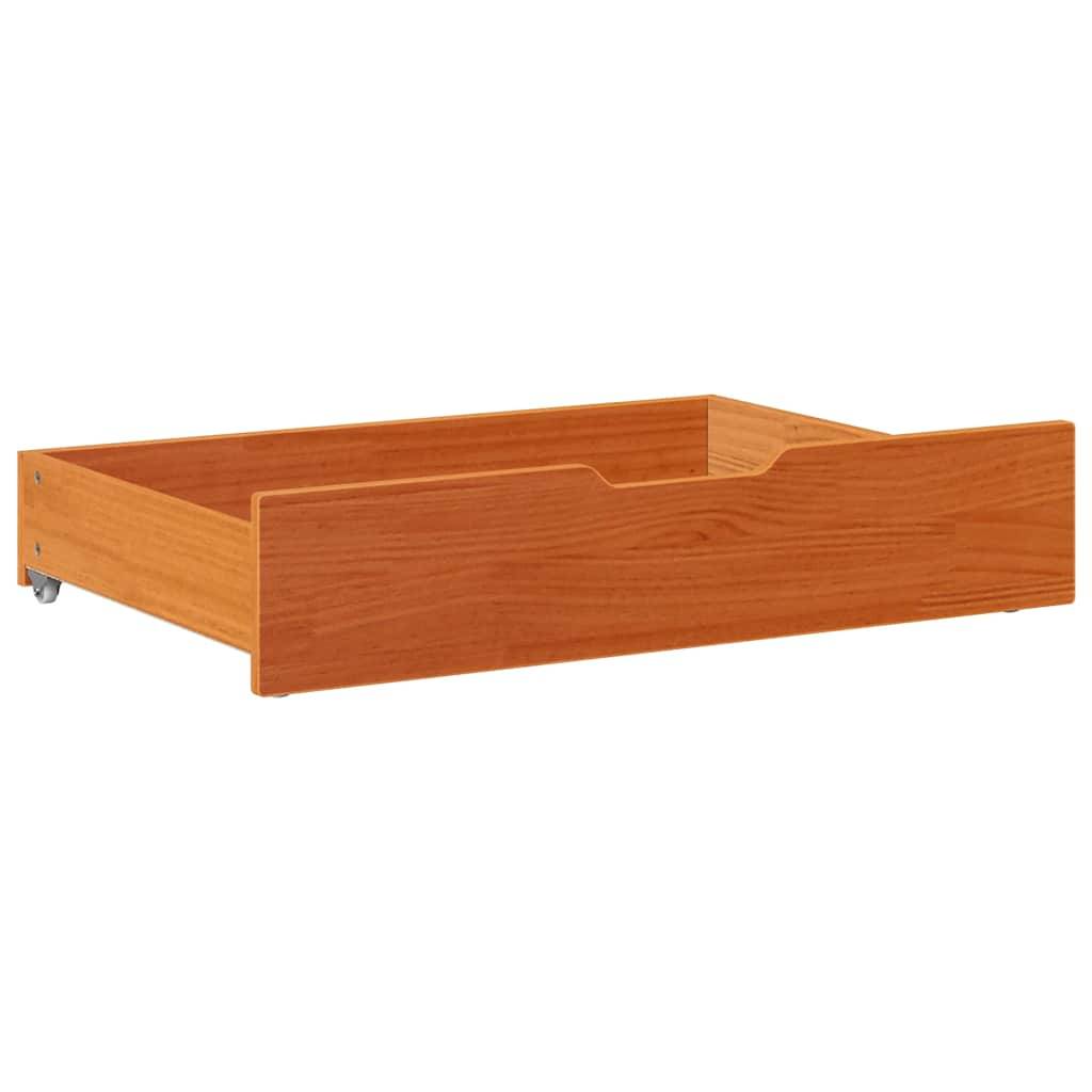 vidaXL Bettschubladen 2 Stk. Wachsbraun 80x55x17 cm Massivholz Kiefer