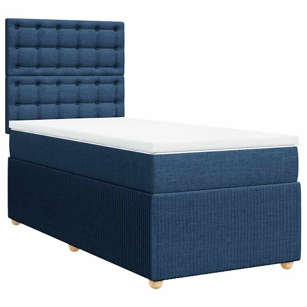 vidaXL Boxspringbett mit Matratze Blau 90x200 cm Stoff