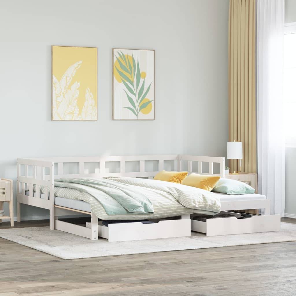 vidaXL Tagesbett Ausziehbar mit Schubladen ohne Matratze Weiß 80x200cm