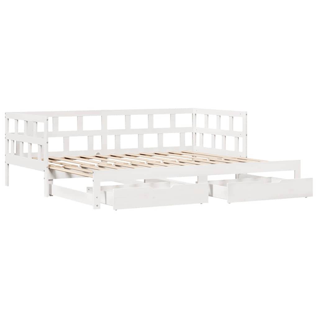 vidaXL Tagesbett Ausziehbar mit Schubladen ohne Matratze Weiß 90x200cm