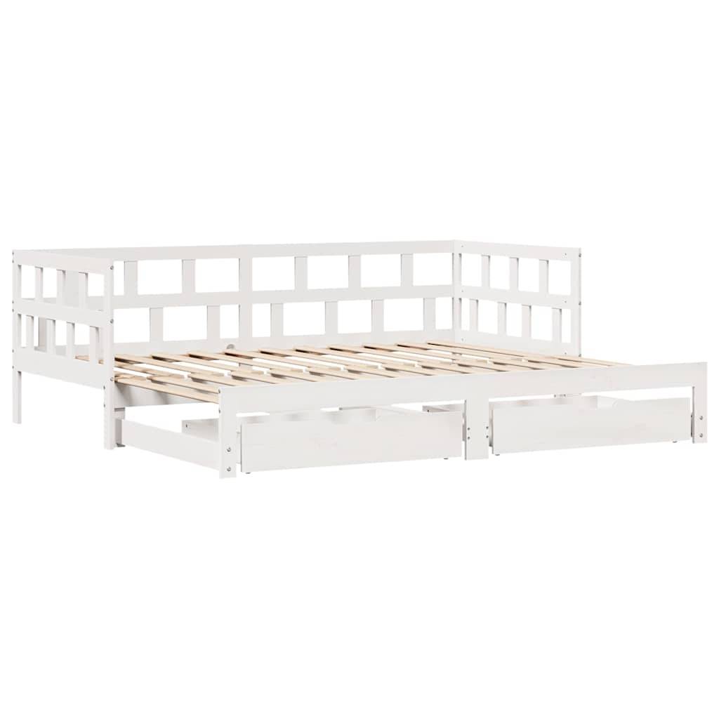 vidaXL Tagesbett Ausziehbar mit Schubladen ohne Matratze Weiß 90x200cm