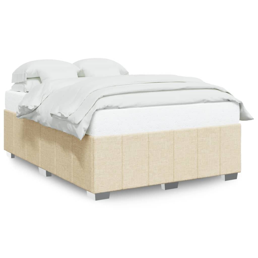 vidaXL Bettgestell ohne Matratze Creme 140x200 cm Stoff