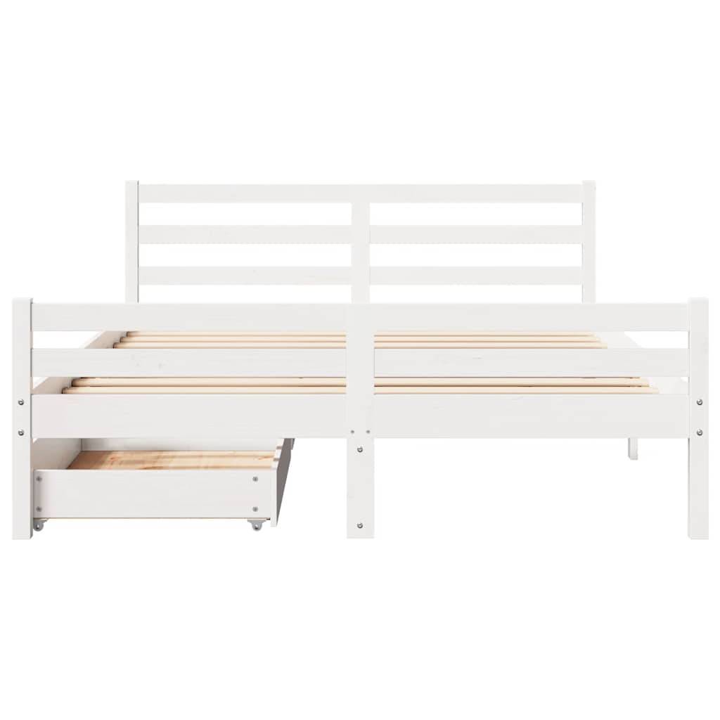 vidaXL Massivholzbett ohne Matratze Weiß 150x200 cm Kiefernholz