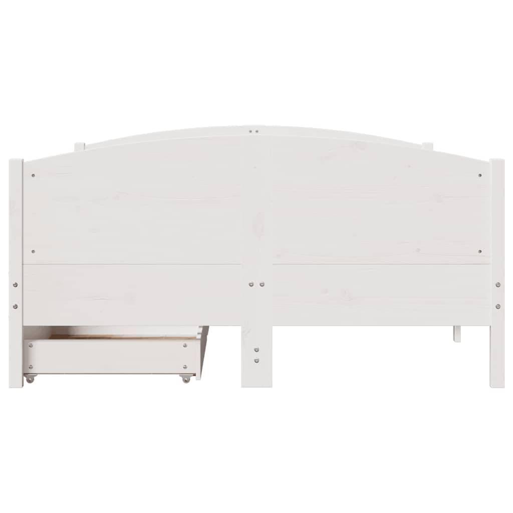 vidaXL Massivholzbett ohne Matratze Weiß 135x190 cm Kiefernholz