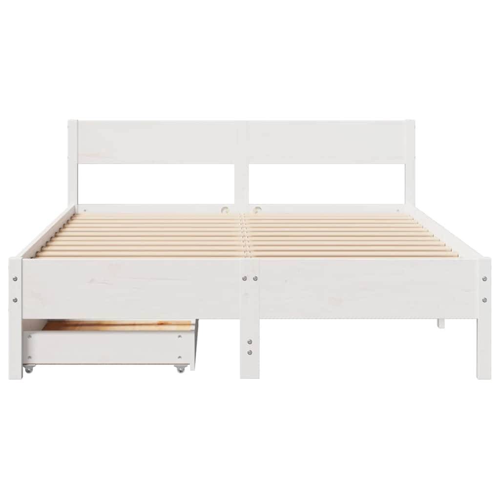 vidaXL Massivholzbett ohne Matratze Weiß 150x200 cm Kiefernholz