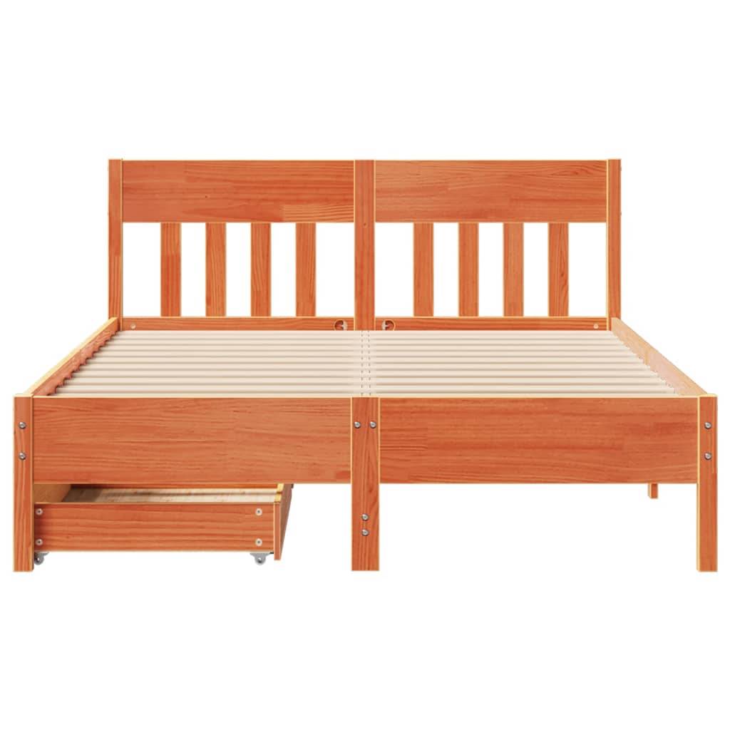 vidaXL Massivholzbett ohne Matratze Wachsbraun 160x200 Kiefernholz