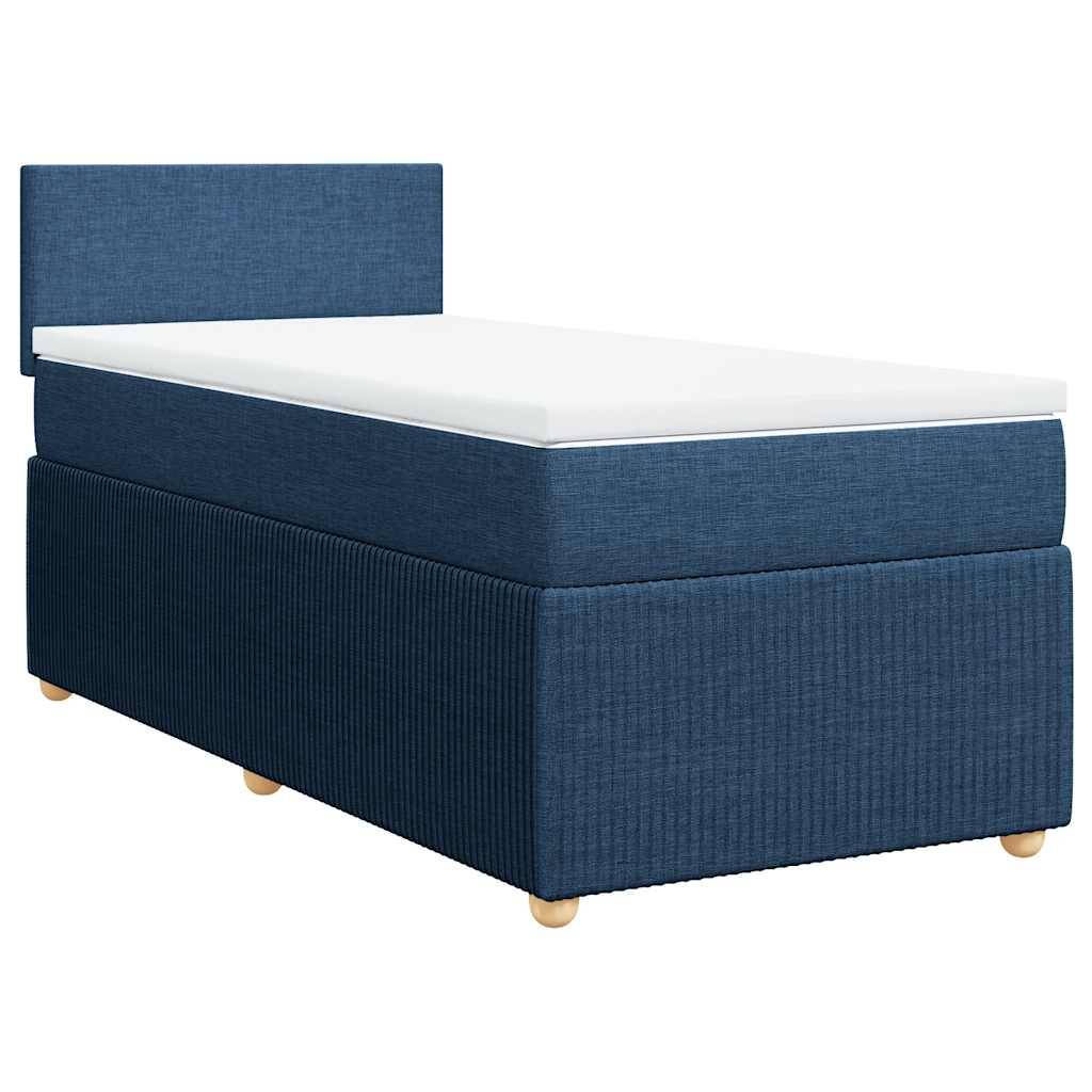 vidaXL Boxspringbett mit Matratze Blau 90x200 cm Stoff