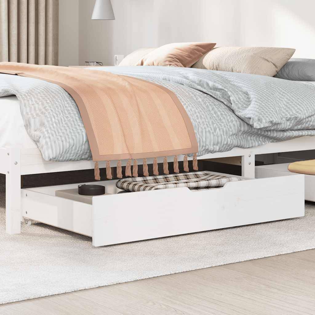vidaXL Bettschubladen 2 Stk. Weiß 95x55x17 cm Massivholz Kiefer
