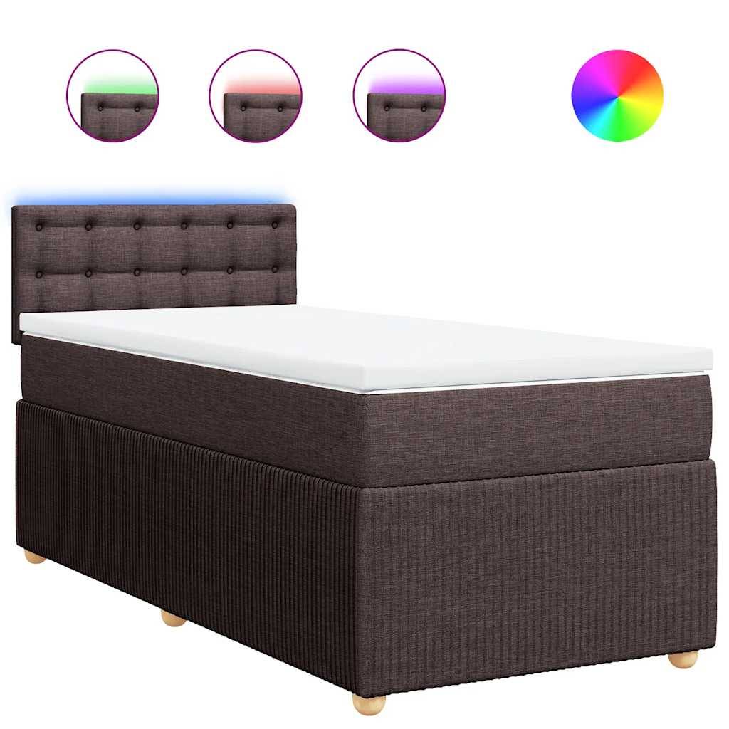 vidaXL Boxspringbett mit Matratze Dunkelbraun 100x200 cm Stoff