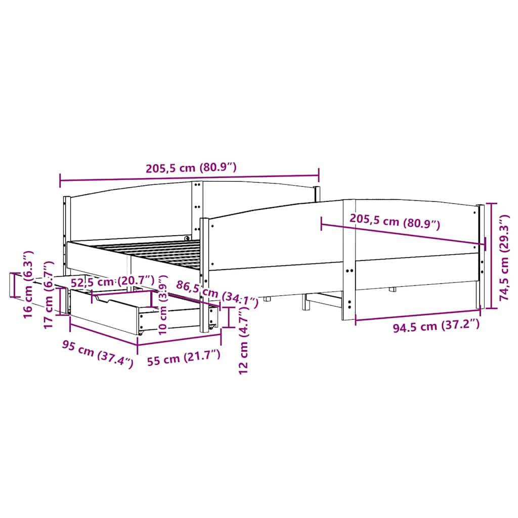 vidaXL Massivholzbett ohne Matratze Weiß 200x200 cm Kiefernholz