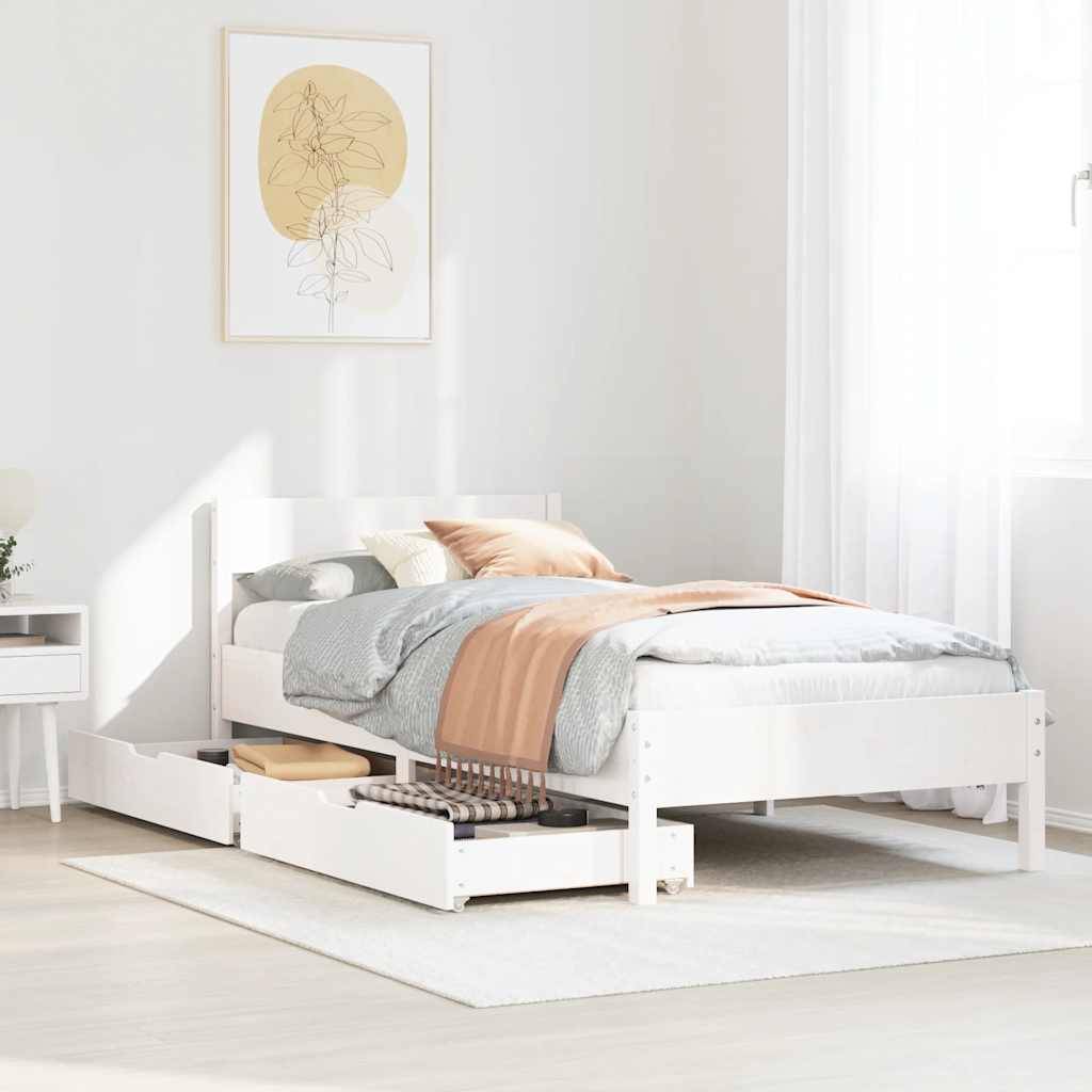 vidaXL Massivholzbett ohne Matratze Weiß 75x190 cm Kiefernholz