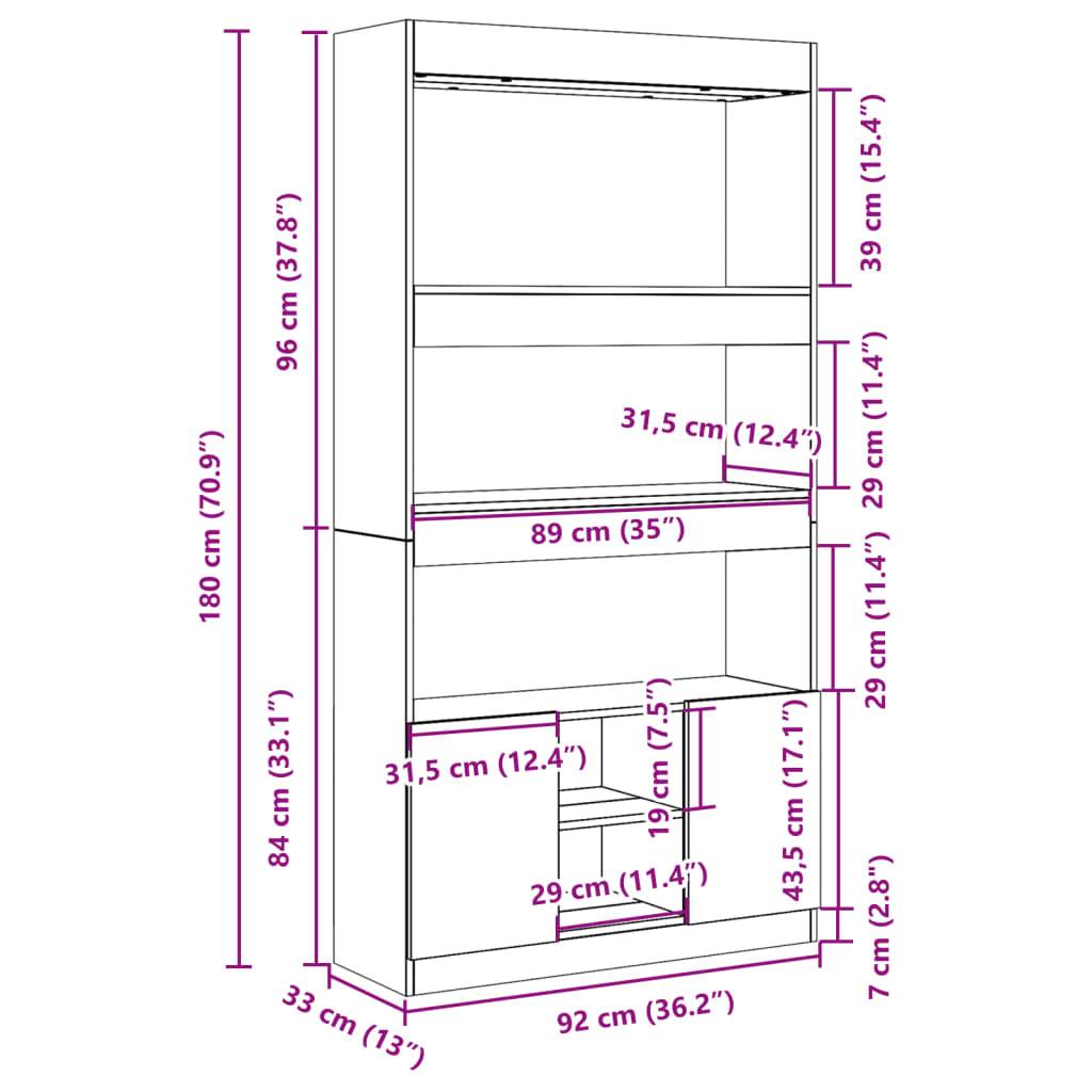 vidaXL Highboard Artisan-Eiche 92x33x180 cm Holzwerkstoff
