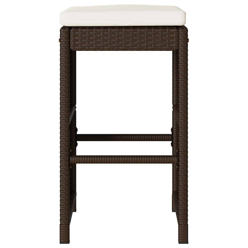 vidaXL Garten-Barhocker mit Kissen 4 Stk. Braun Poly Rattan