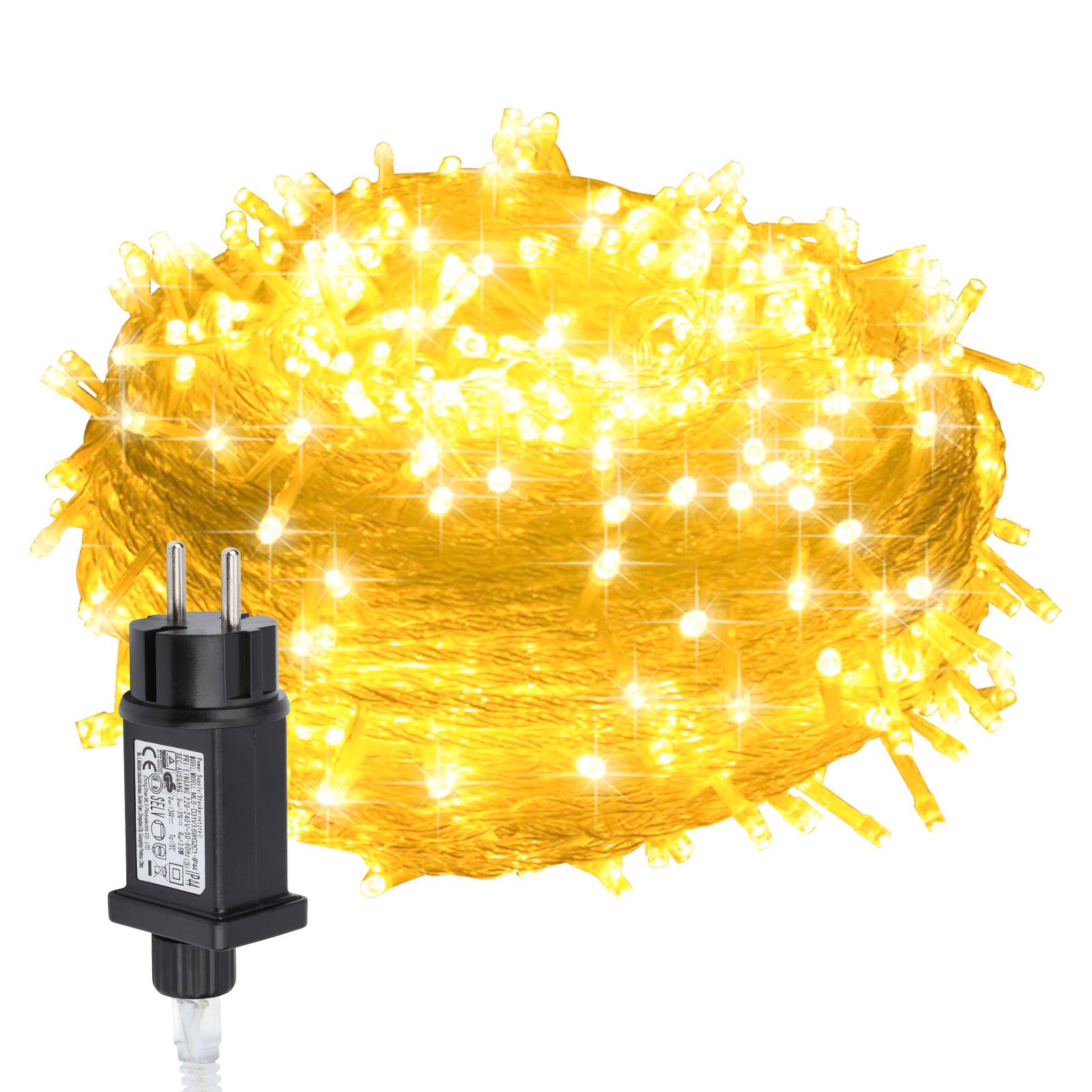20M 200 LED Lichterkette 8 Lichtmodi Wasserdicht Party Garten Strom Beleuchtung Innen Außen Weihnachten Hochzeit Deko Warmweiß