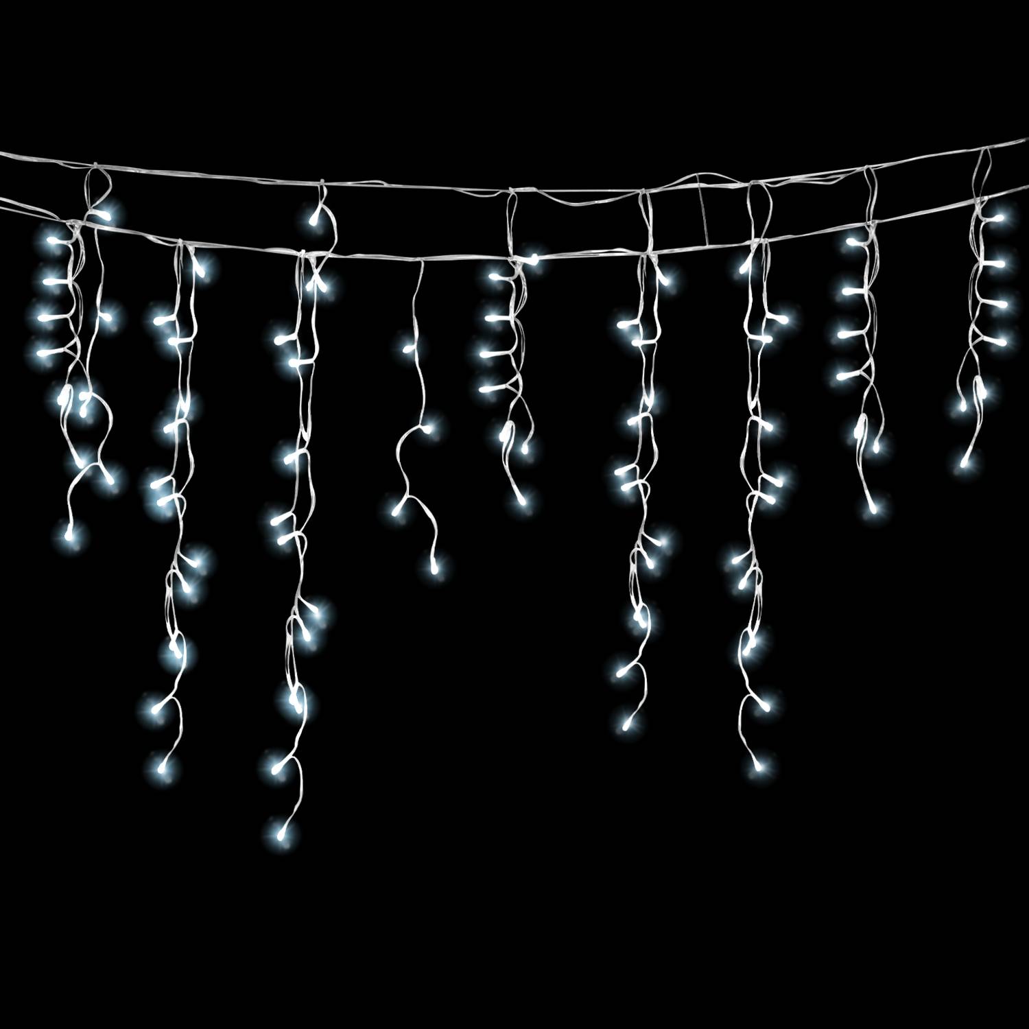 5M LED Eisregen Lichterkette Außen Innen Kaltweiß Lichtervorhang 200 LEDs Eiszapfen Weihnachtsbeleuchtung 8 Modi Weihnachtsdeko Party Garten