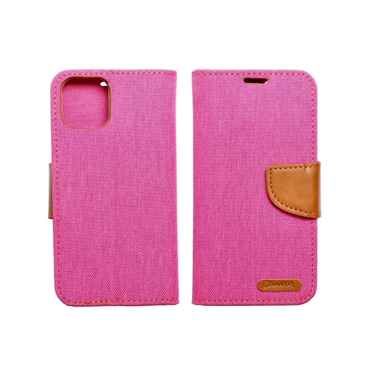 Elegante Handy Hülle CANVAS Buchholster kompatibel mit iPhone 15 Plus Rosa