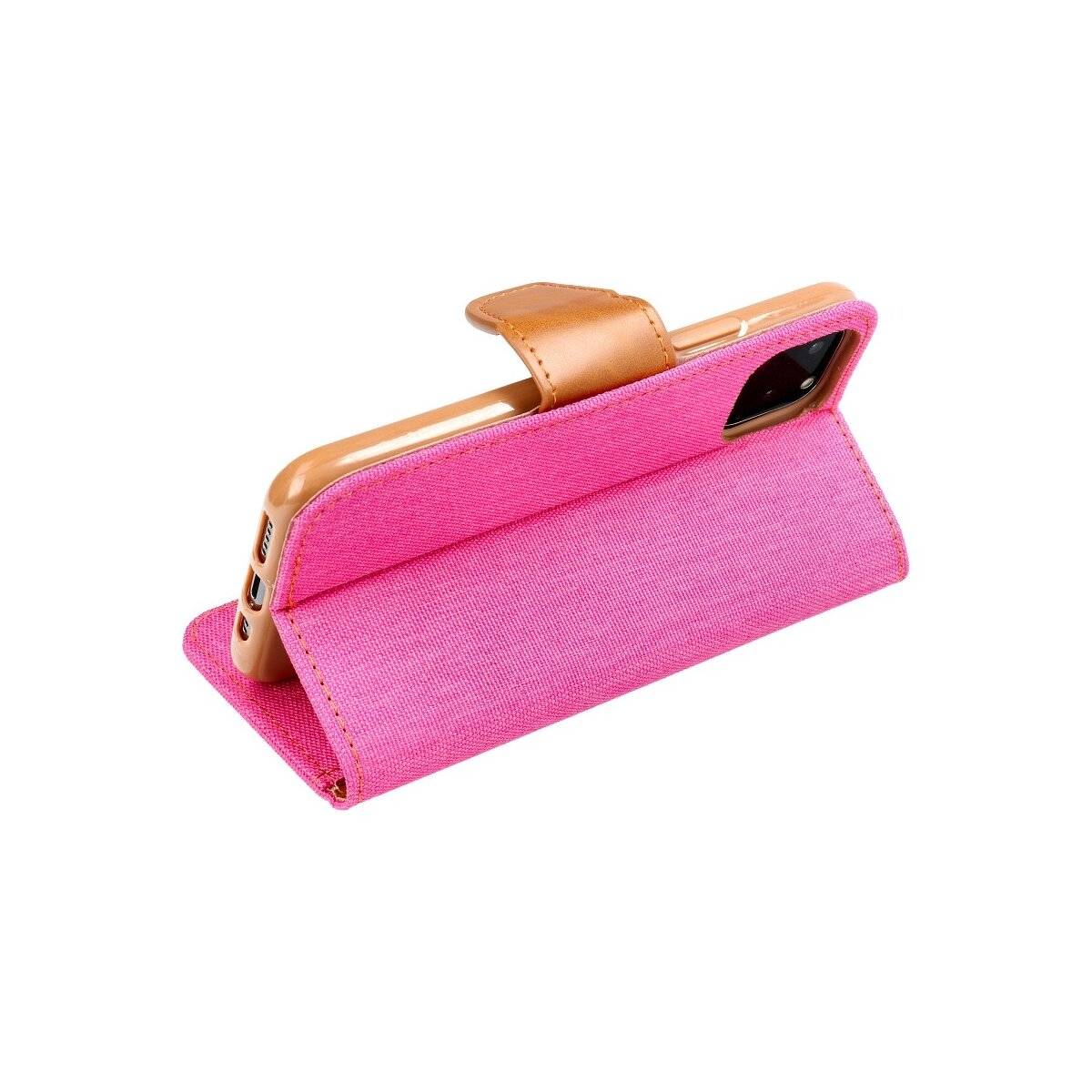 Elegante Handy Hülle CANVAS Buchholster kompatibel mit iPhone 15 Plus Rosa