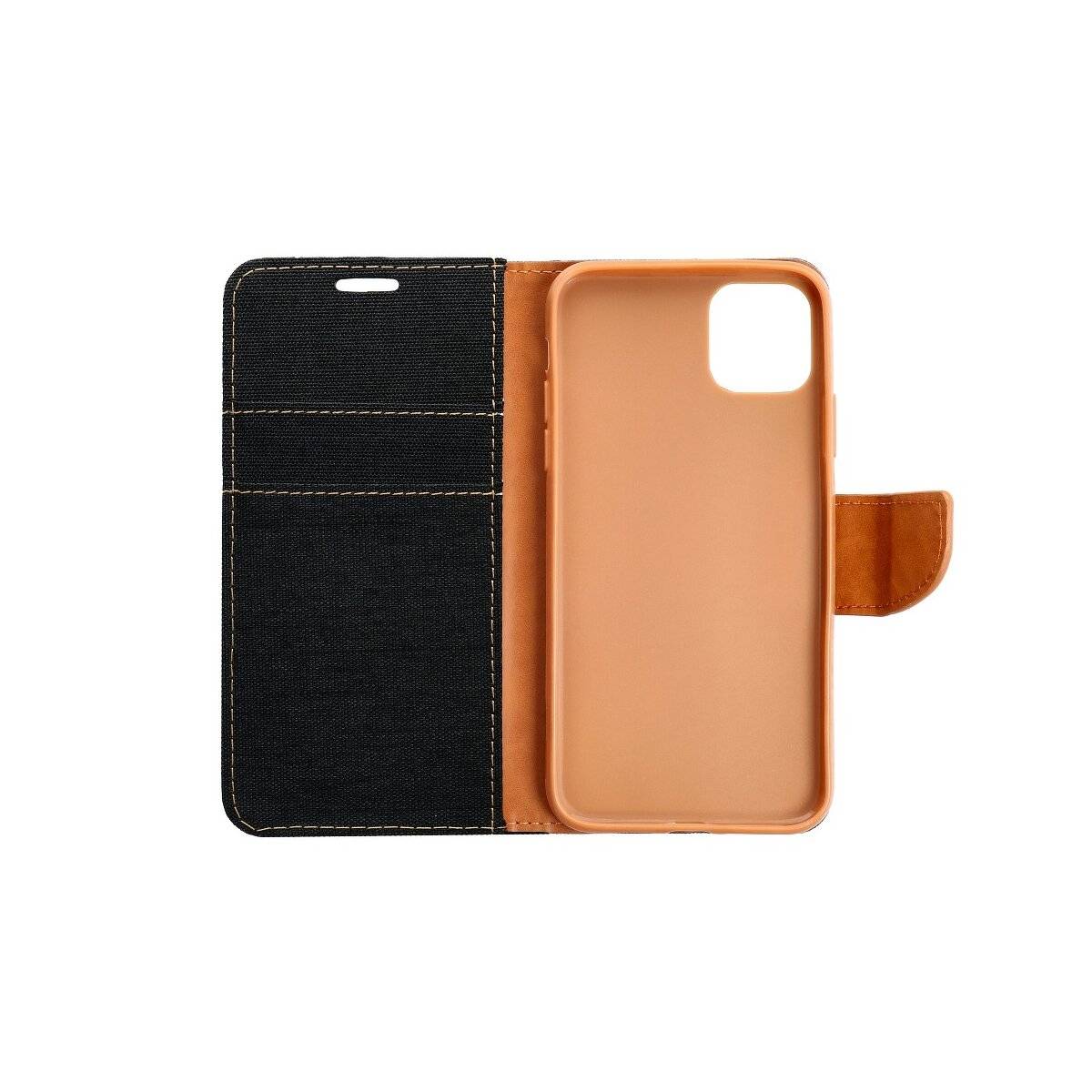 Elegante Handy Hülle CANVAS Buchholster kompatibel mit iPhone 15 Plus Schwarz