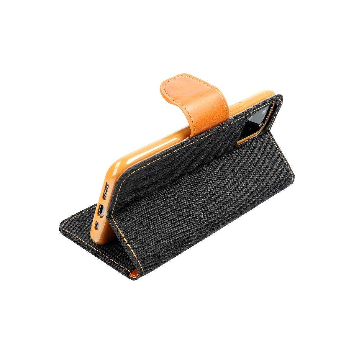 Elegante Handy Hülle CANVAS Buchholster kompatibel mit iPhone 15 Pro Max Schwarz