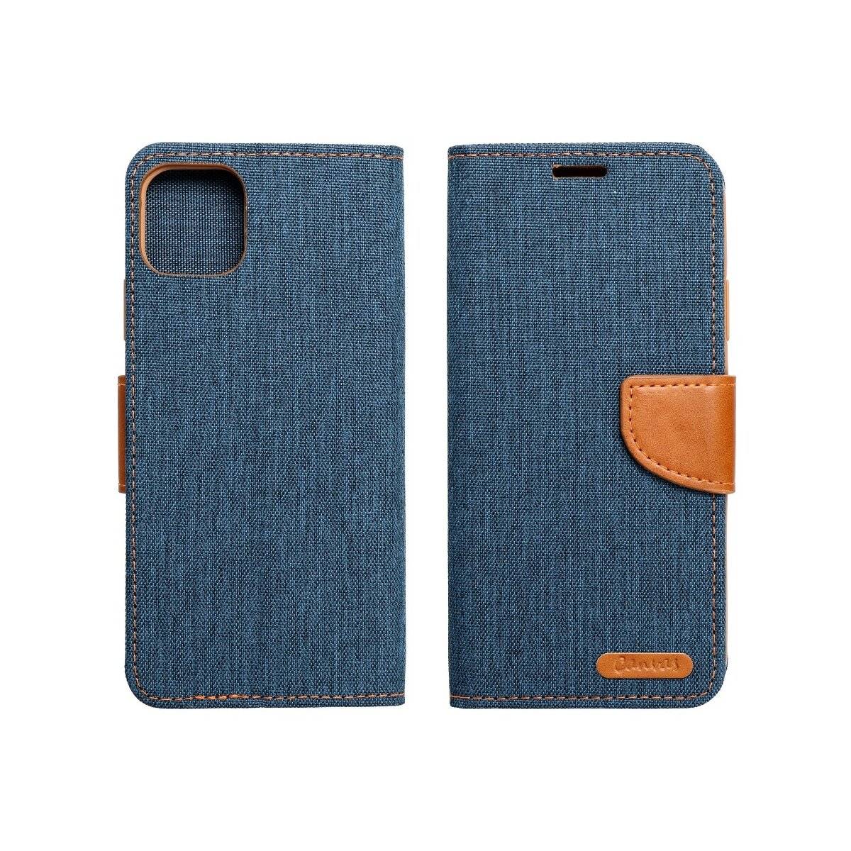 Elegante Handy Hülle CANVAS Buchholster kompatibel mit iPhone 15 Dunkelblau