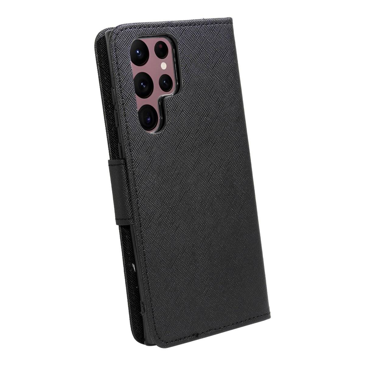 Buch Tasche "Fancy" kompatibel mit Samsung Galaxy S25 Ultra Standfunktion, Kartenfach Schwarz