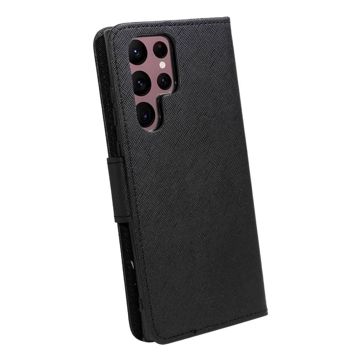 Buch Tasche "Fancy" kompatibel mit Samsung Galaxy S25 Ultra Standfunktion, Kartenfach Schwarz