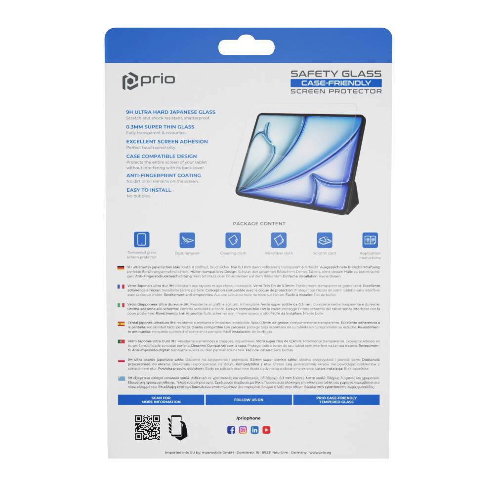 prio Tempered Glass Displayschutz für iPad Air 11 (2024) klar