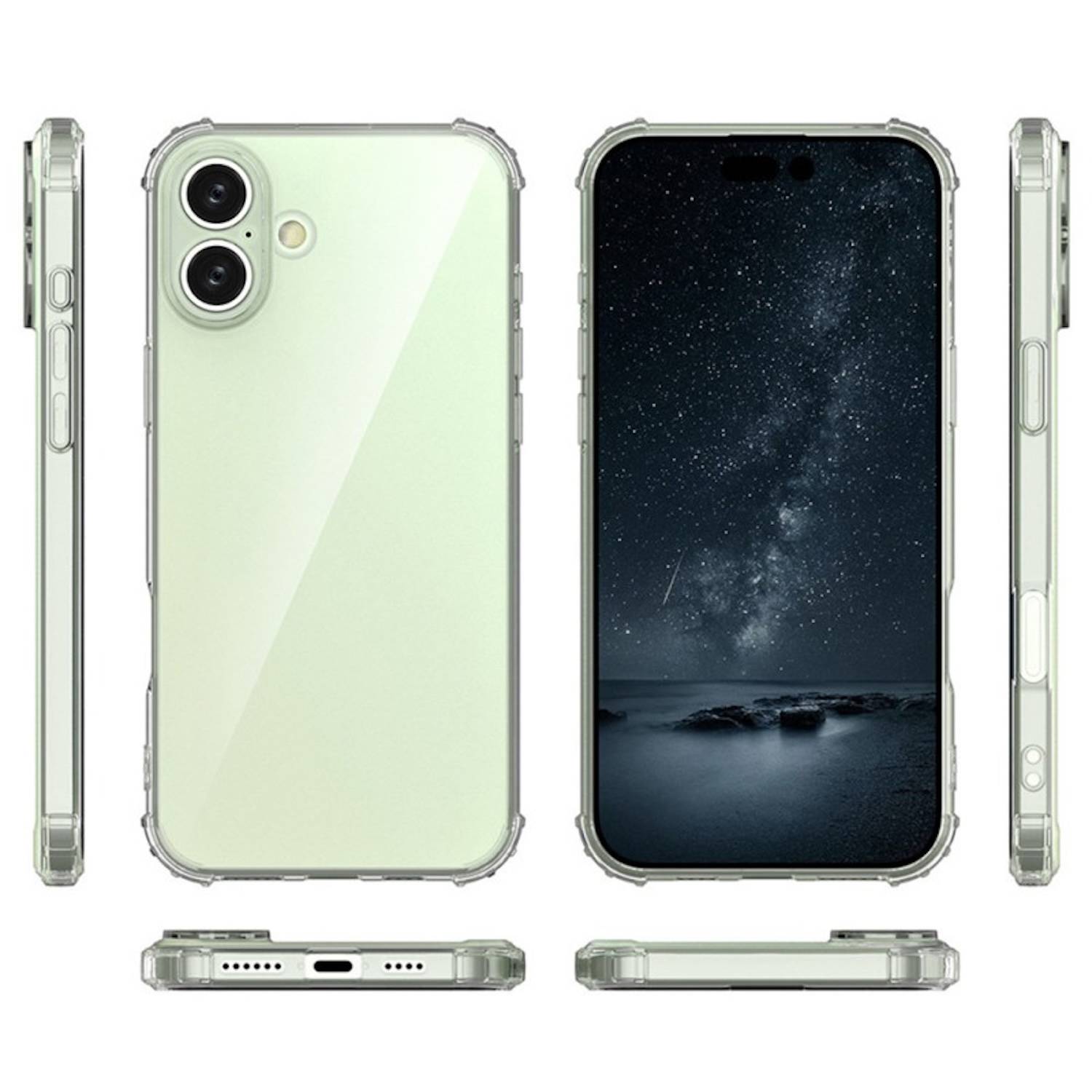 Für Apple iPhone 16 Plus Schock TPU Silikon Schutz Hülle + Hart Glas