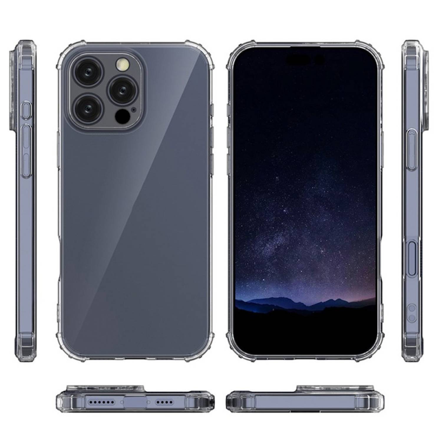 Für Apple iPhone 16 Pro Max Schock TPU Silikon Case Hülle + Hart Glas