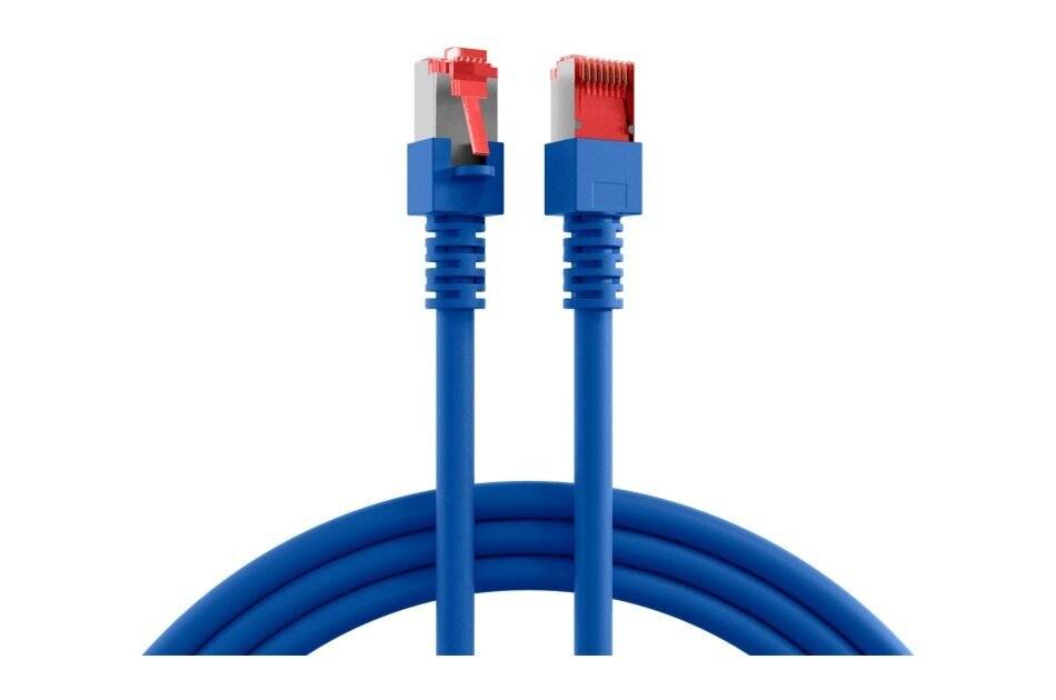 Jetrics jetcat6SFTP-BL-1/1, RJ45 Patchkabel S/FTP, Cat 6, 1m, blau, 1 Stück
