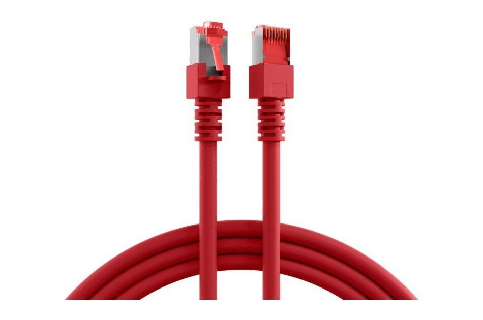 Jetrics jetcat6SFTP-RT-0,5/1, RJ45 Patchkabel S/FTP, Cat 6, 0,5m, rot, 1 Stück