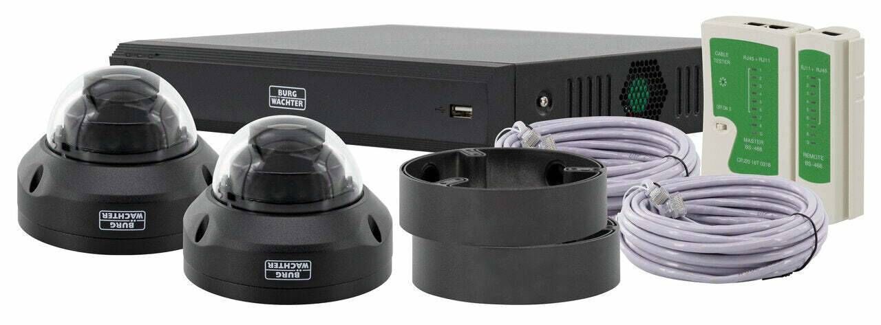 BWNVR-3841I-421Dome-Set BURG GARD, Das Videoüberwachung- Netzwerktechnik Starter Set besteht aus einem 8 Kanal Netzwerk