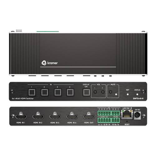 KRAMER SWT3-41-H - Intelligenter 4x1 4K UHD HDMI-Switcher mit Mehrkanal-Audioumschaltung (4K@60Hz | 4:4:4 | HDCP 2.2 |