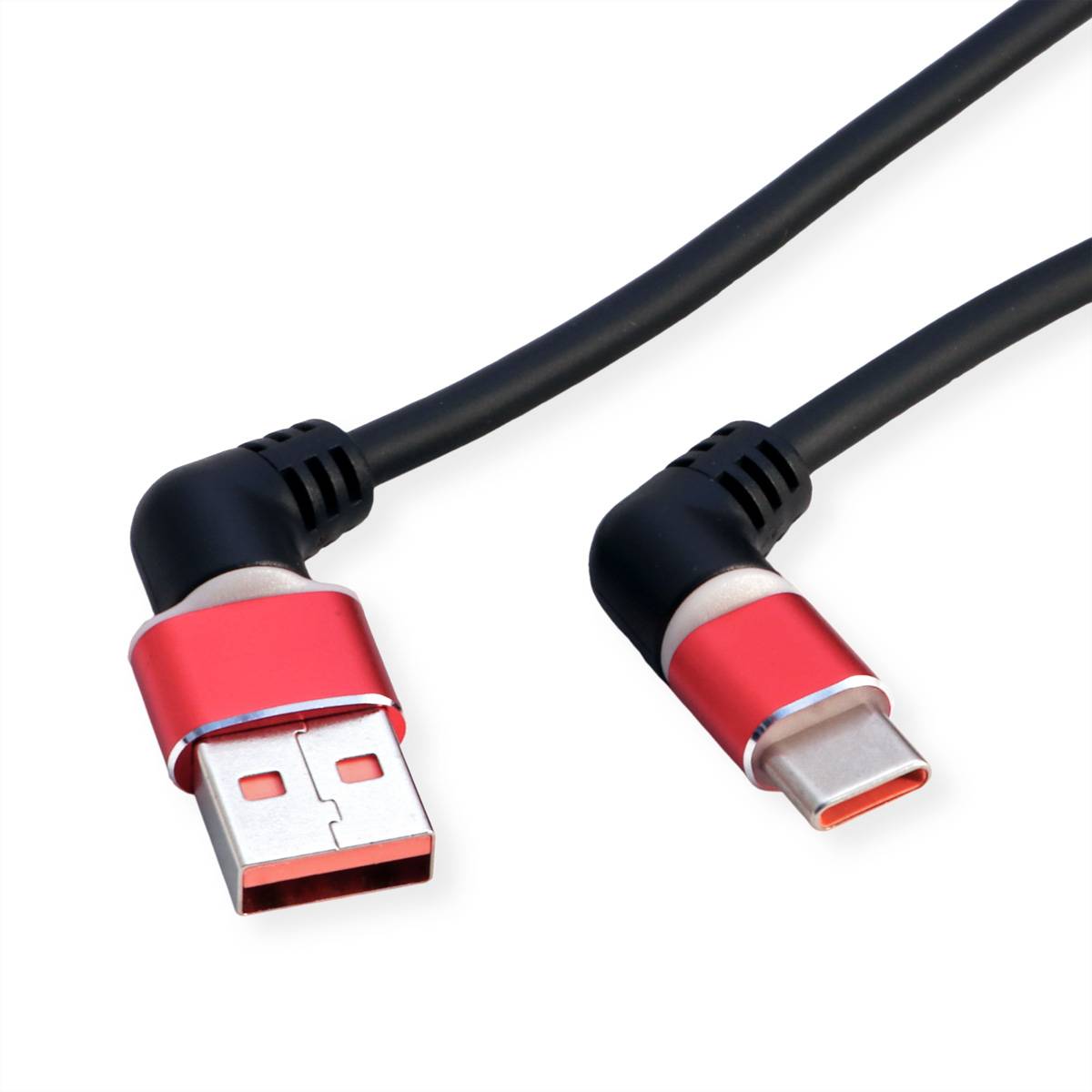 ROLINE USB 2.0 Kabel, Typ-C - Typ-A, ST/ST, 360° Rotation, schwarz / rot, 1 m