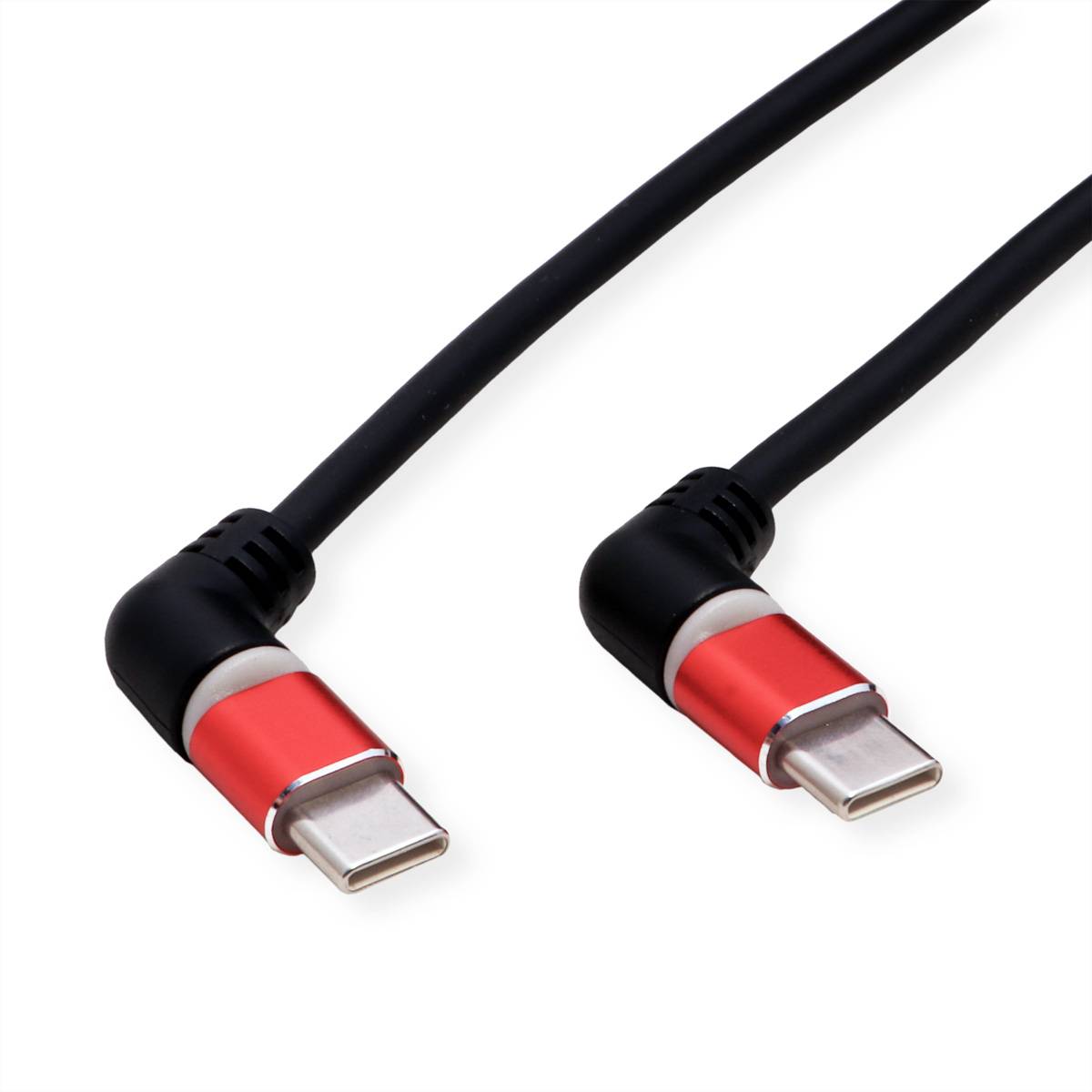 ROLINE USB 2.0 Kabel, Typ-C - Typ-C, ST/ST, 360° Rotation, schwarz / rot, 2 m