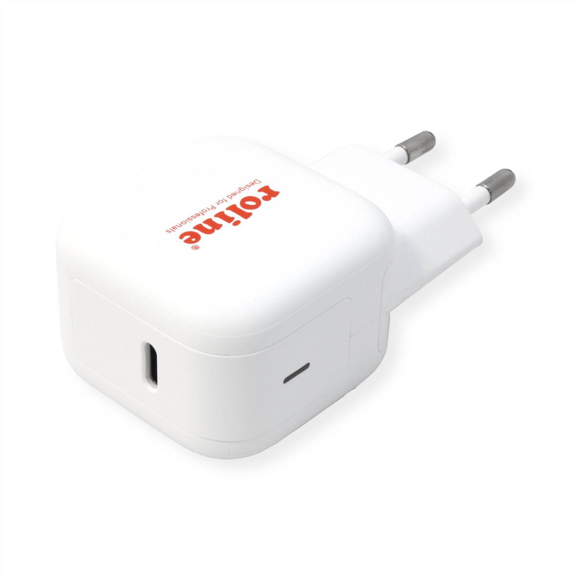 ROLINE USB Charger mit Euro-Stecker, 1 Port Typ-C, GaN, 20W