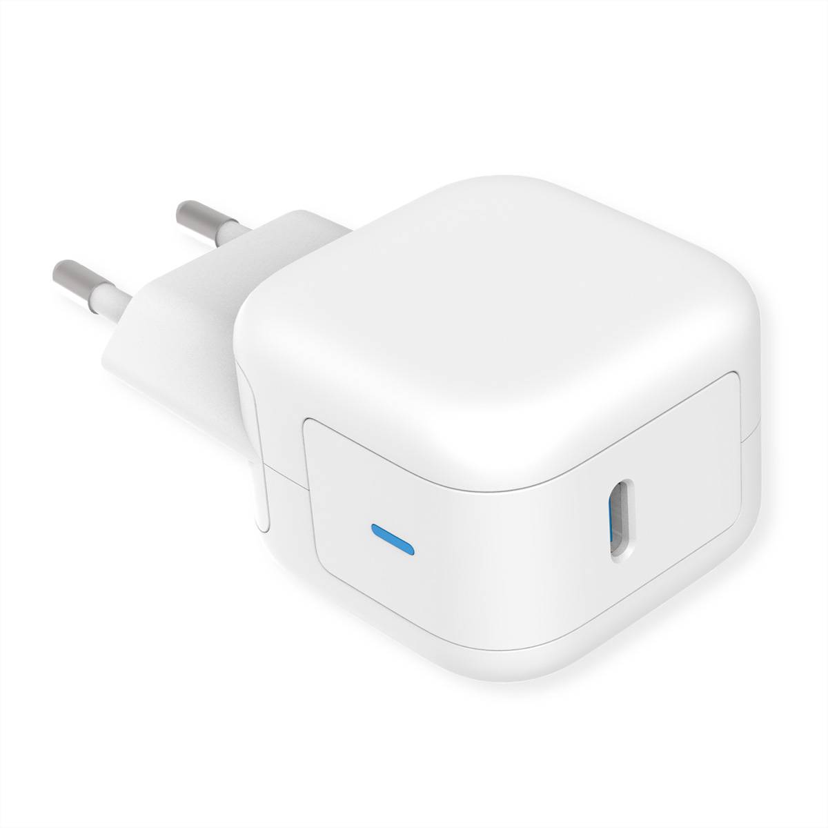 ROLINE USB Charger mit Euro-Stecker, 1 Port Typ-C, GaN, 20W