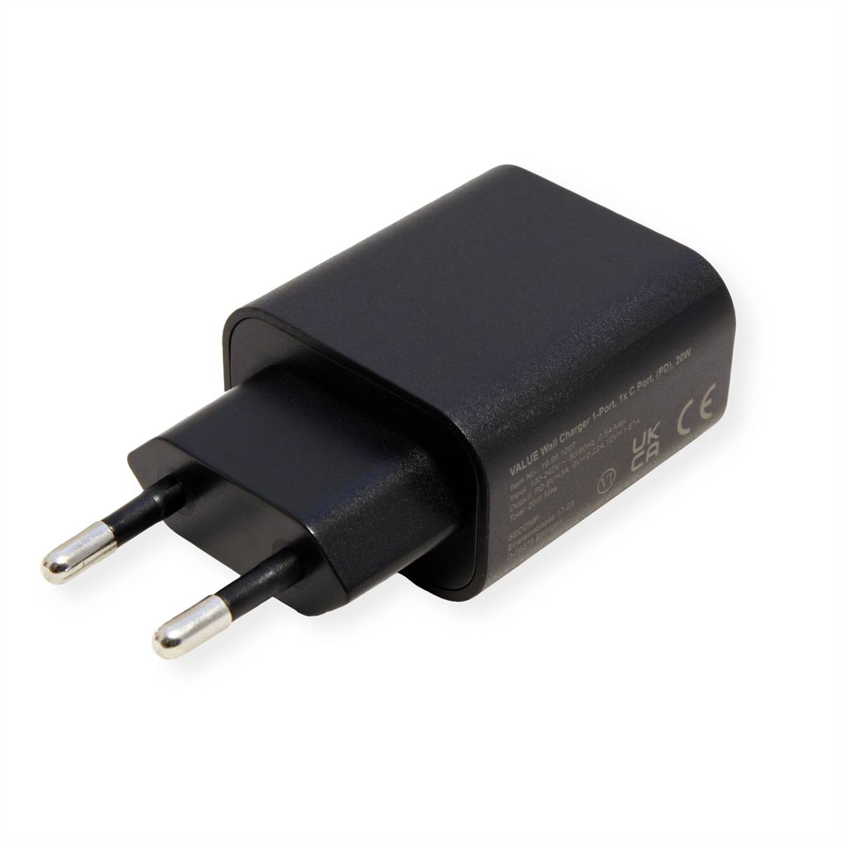 VALUE USB Charger mit Euro-Stecker, 1 Port Typ C (QC3.0), 20W